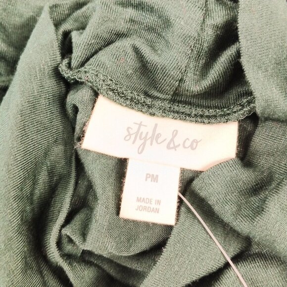 NWT Style&Co Turtleneck Women Top Petite MEDIUM Green Rayon Blend Pullover Knit - Picture 7 of 10